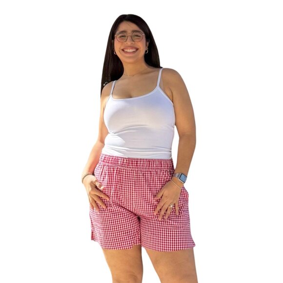 Shiny by Nature Red Gingham Boxer Shorts - Picture 1 of 3